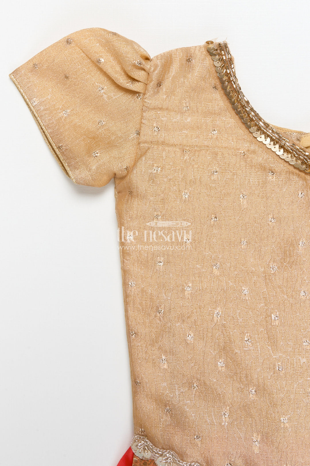 The Nesavu Pattu Pavadai Traditional Pattu Pavadai for Toddler Girls for Festive and Temple Wear Nesavu Nesavu traditional pattu pavadai toddler girls semi banaras skirt tissue silk yoke