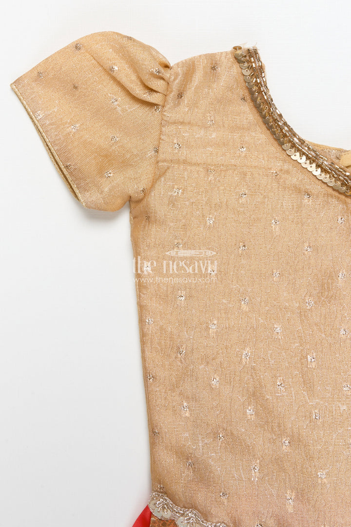 The Nesavu Pattu Pavadai Traditional Pattu Pavadai for Toddler Girls for Festive and Temple Wear Nesavu Nesavu traditional pattu pavadai toddler girls semi banaras skirt tissue silk yoke