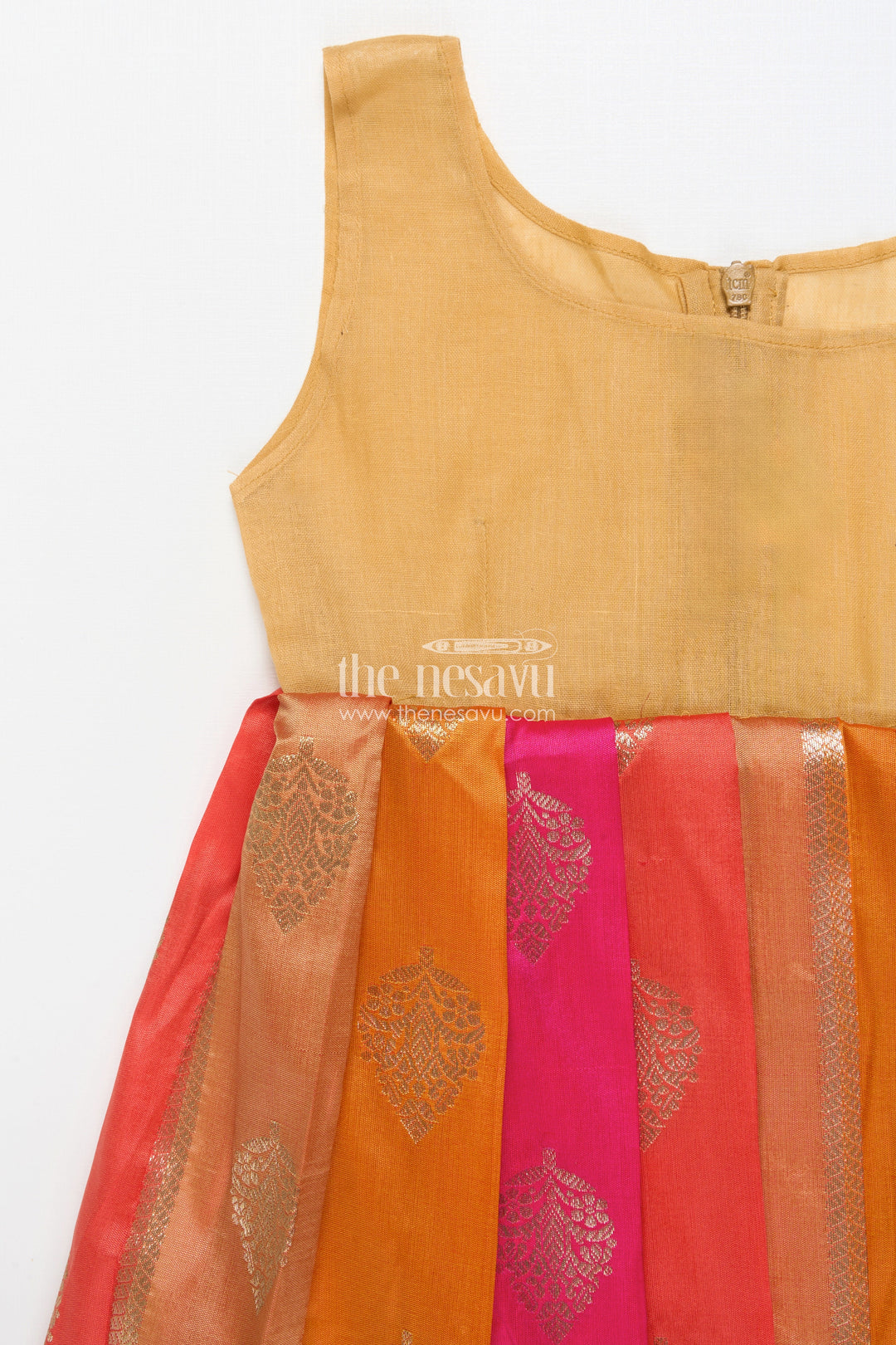 The Nesavu Pattu Pavadai Traditional Pattu Pavadai for Toddler Girls for Festive and Temple Wear Nesavu Nesavu traditional pattu pavadai toddler girls semi banaras skirt tissue silk yoke