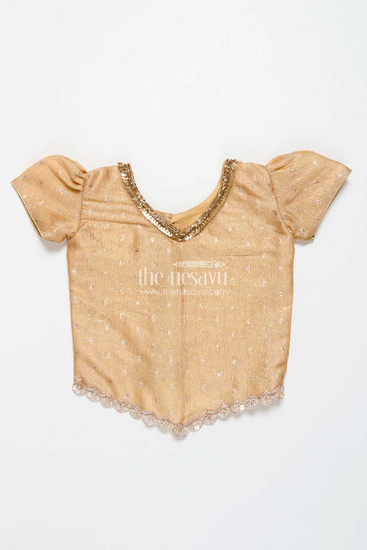 The Nesavu Pattu Pavadai Traditional Pattu Pavadai for Toddler Girls for Festive and Temple Wear Nesavu Nesavu traditional pattu pavadai toddler girls semi banaras skirt tissue silk yoke