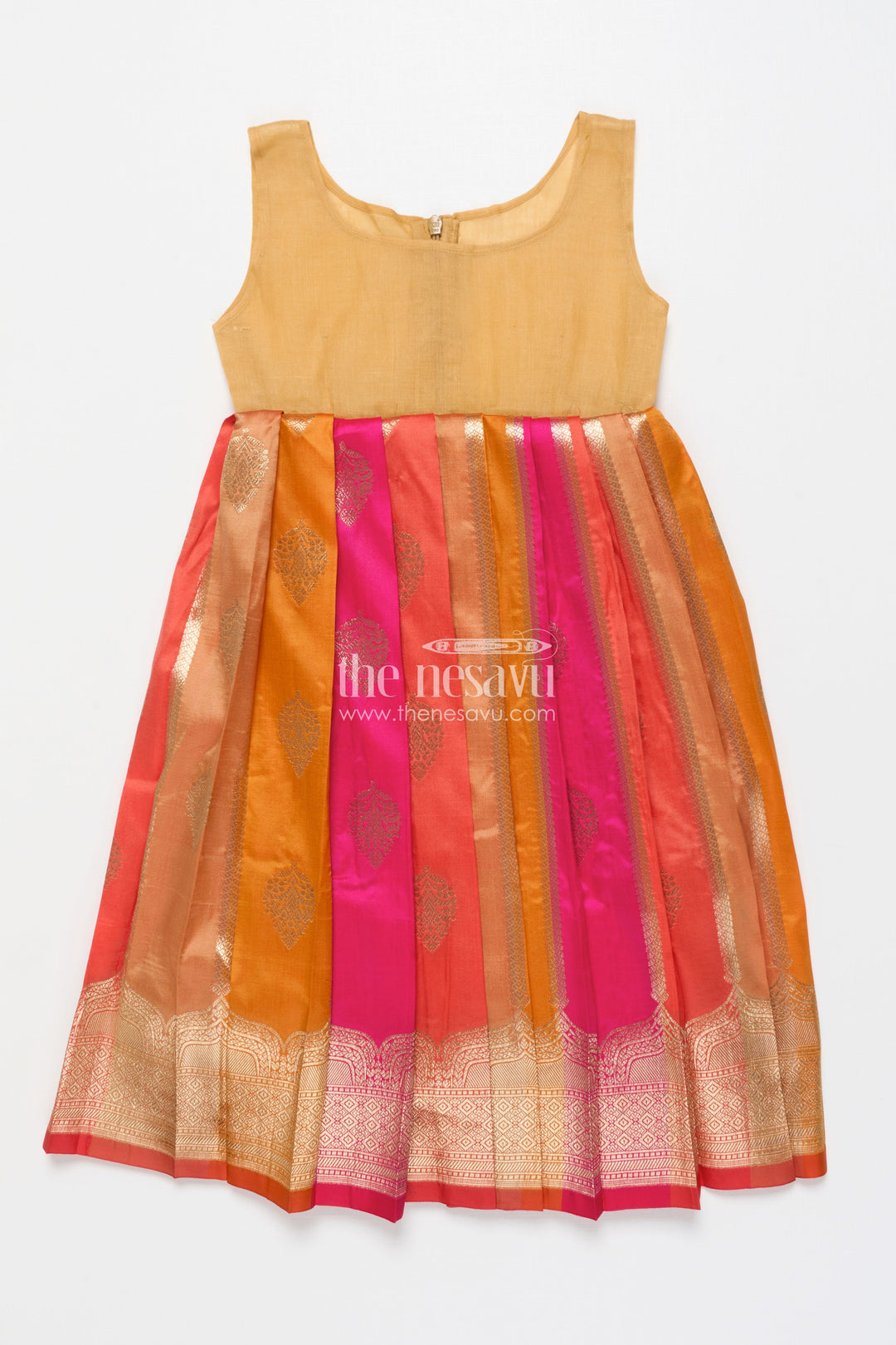 The Nesavu Pattu Pavadai Traditional Pattu Pavadai for Toddler Girls for Festive and Temple Wear Nesavu Nesavu traditional pattu pavadai toddler girls semi banaras skirt tissue silk yoke