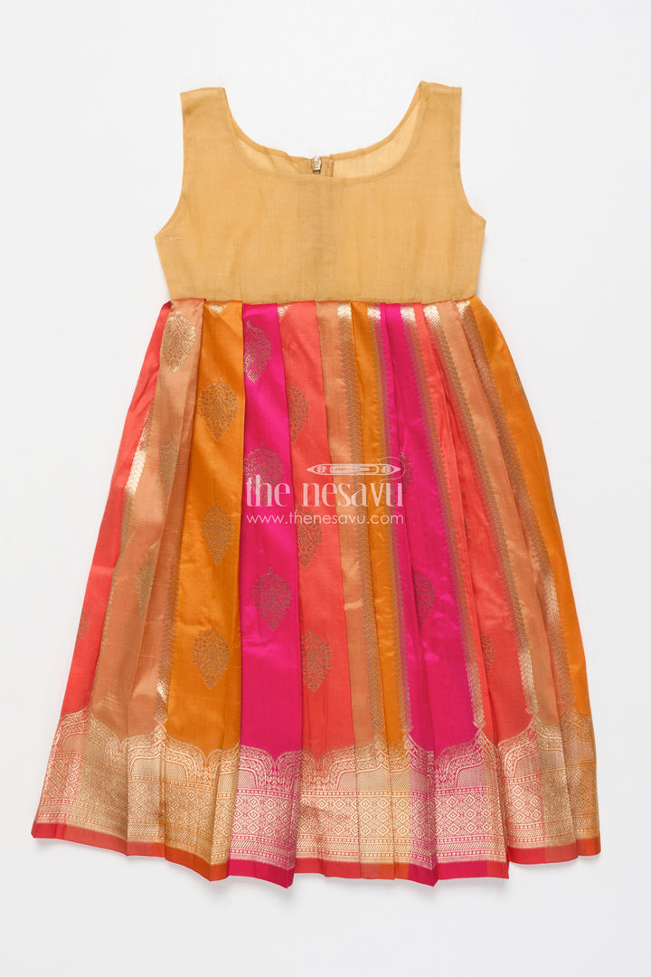The Nesavu Pattu Pavadai Traditional Pattu Pavadai for Toddler Girls for Festive and Temple Wear Nesavu Nesavu traditional pattu pavadai toddler girls semi banaras skirt tissue silk yoke