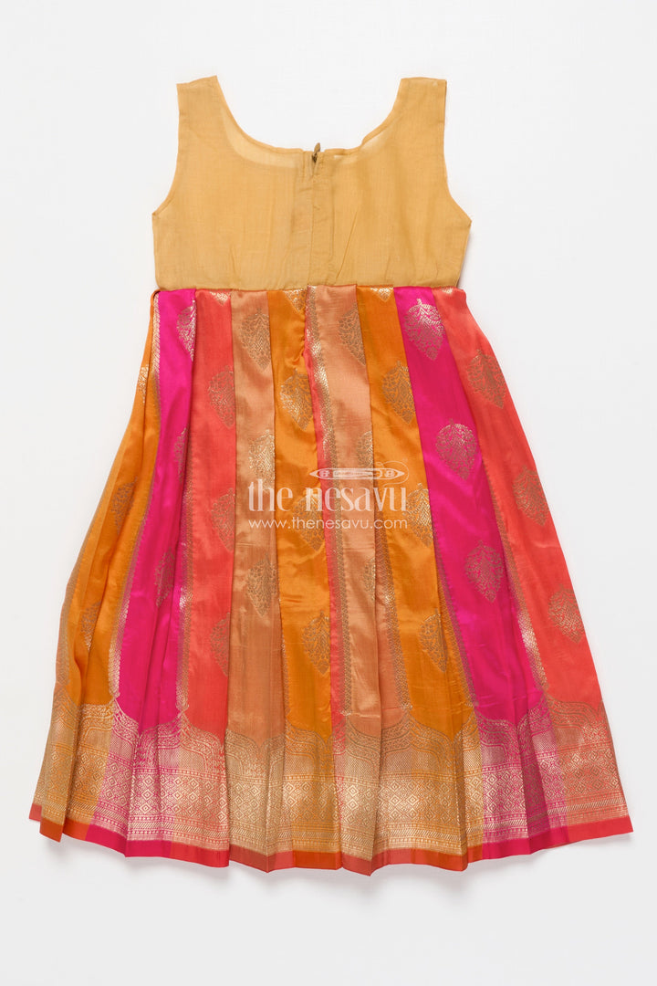 The Nesavu Pattu Pavadai Traditional Pattu Pavadai for Toddler Girls for Festive and Temple Wear Nesavu Nesavu traditional pattu pavadai toddler girls semi banaras skirt tissue silk yoke