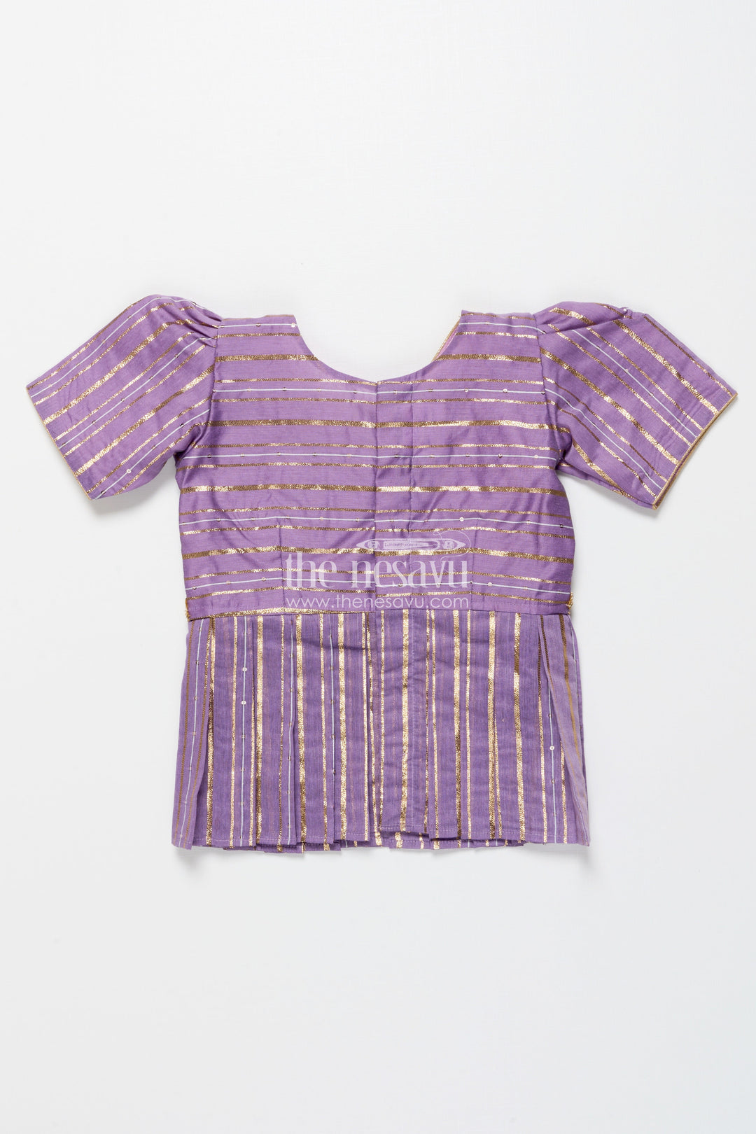 The Nesavu Pattu Pavadai Traditional Pattu Pavadai for Toddler Girls for Poojas and Festive Dressing Nesavu Nesavu pattu pavadai toddler girls gold-detailed tissue silk banaras yoke