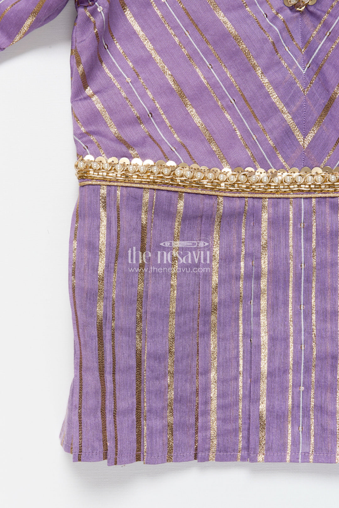 The Nesavu Pattu Pavadai Traditional Pattu Pavadai for Toddler Girls for Poojas and Festive Dressing Nesavu Nesavu pattu pavadai toddler girls gold-detailed tissue silk banaras yoke