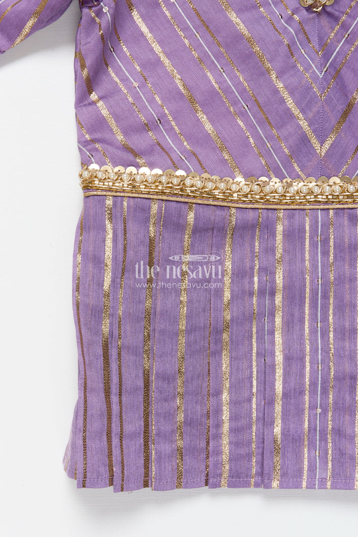 The Nesavu Pattu Pavadai Traditional Pattu Pavadai for Toddler Girls for Poojas and Festive Dressing Nesavu Nesavu pattu pavadai toddler girls gold-detailed tissue silk banaras yoke