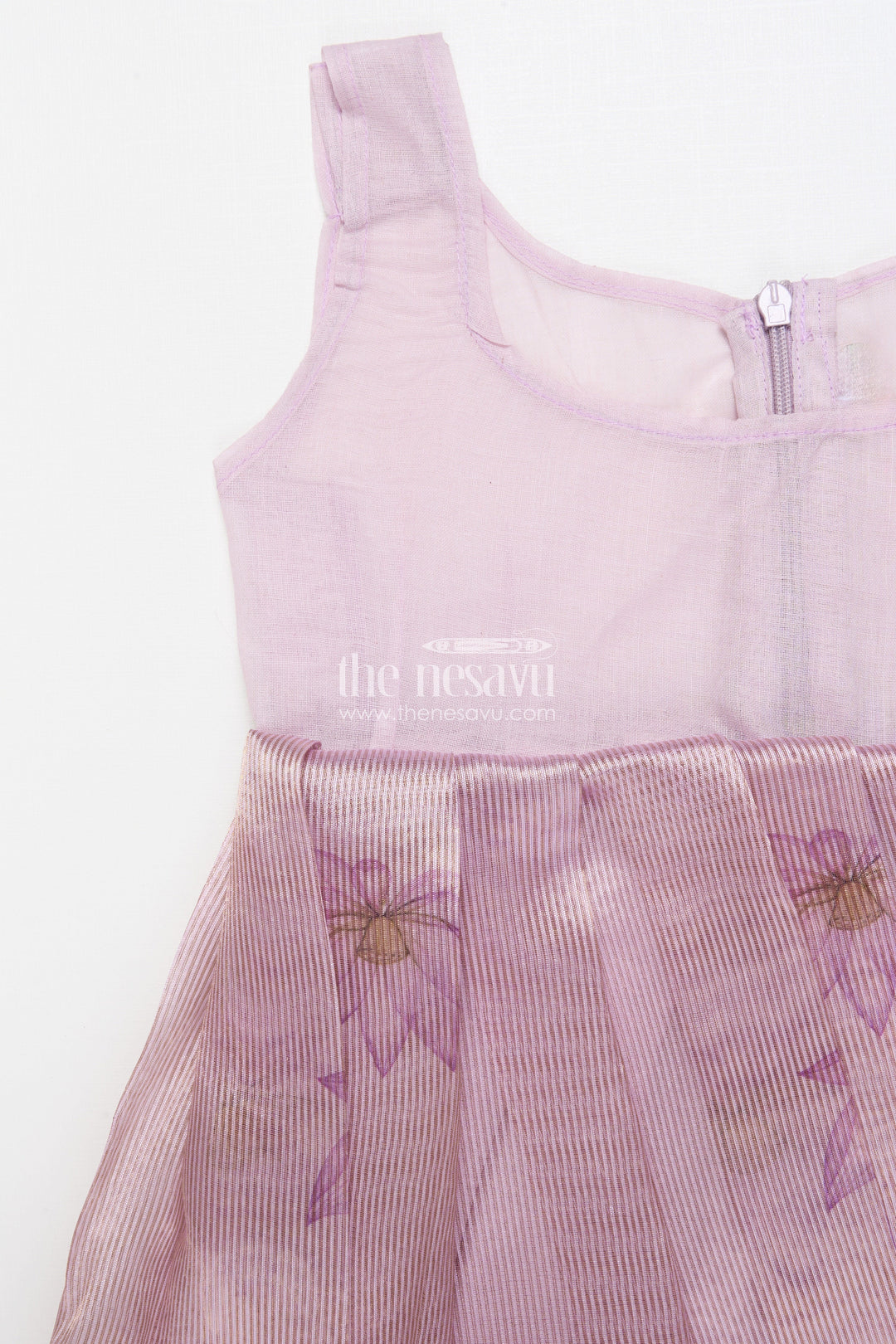 The Nesavu Pattu Pavadai Traditional Pattu Pavadai for Toddler Girls for Poojas and Festive Dressing Nesavu Nesavu pattu pavadai toddler girls gold-detailed tissue silk banaras yoke