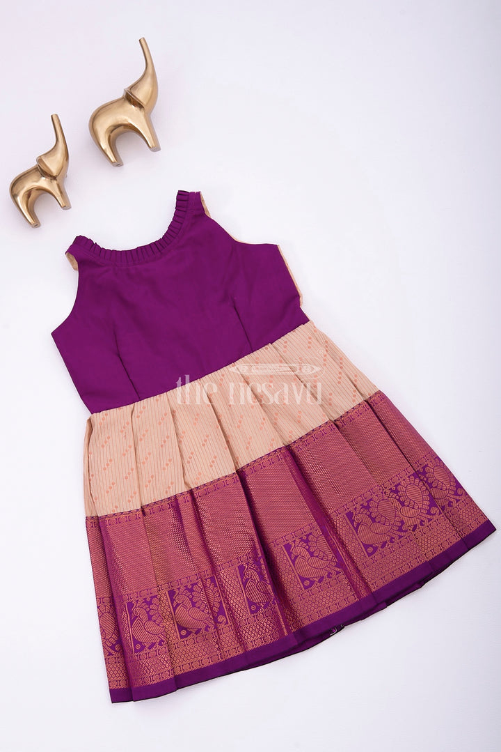 The Nesavu Girls Kanchi Silk Frock Traditional Pattu Pavadai Frock for Girls with Semi Banarasi Kanchivaram Silk Nesavu 16 (1Y) / Maroon / Style 4 SF895D-16 Nesavu Pattu Pavadai Frock for Girls with Semi Banarasi Kanchivaram Silk - Wedding & Festive Wear