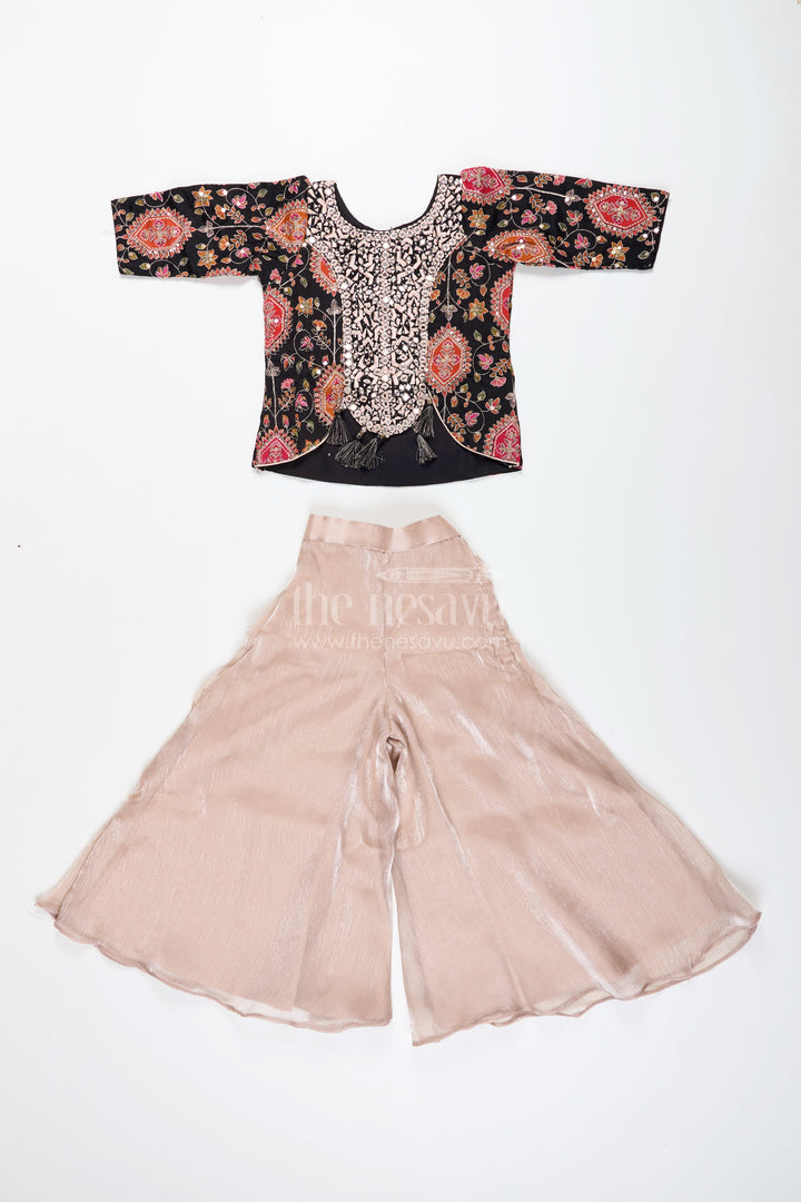 The Nesavu Girls Sharara / Plazo Set Traditional plazo set with mirror embroidery jacket for girls Nesavu Nesavu traditional plazo set mirror embroidery  best pick weddings festive wear