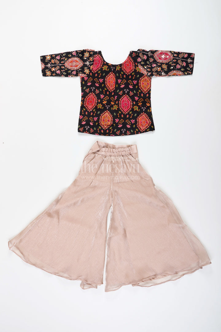 The Nesavu Girls Sharara / Plazo Set Traditional plazo set with mirror embroidery jacket for girls Nesavu Nesavu traditional plazo set mirror embroidery  best pick weddings festive wear