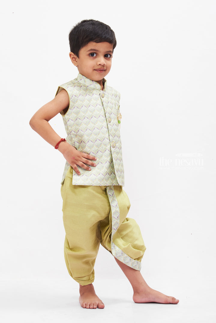 The Nesavu Boys Dothi Set Traditional Silk Dhoti Kurta Set for Boys - Classic Elegance in Ethnic Wear Nesavu Boys Elegant Dhoti Kurta Set | Traditional & Modern Ethnic Wear for Kids | The Nesavu