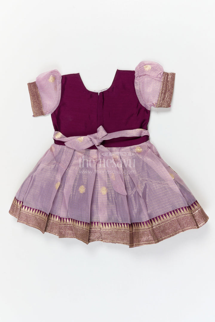 The Nesavu Silk Frock Traditional Silk Frock for Baby Girls’ Naming Ceremony and Festive Events Nesavu Nesavu silk frock for baby girls with zari border – perfect for naming ceremonies and festive functions