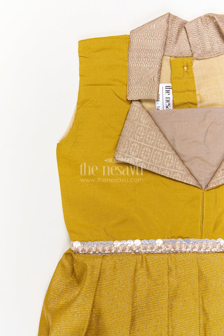 The Nesavu Girls Kanchi Silk Frock Traditional Silk Frock for Girls for Weddings and Milestone Occasions Nesavu Nesavu traditional silk frock for girls with pleated zari skirt and collar – ideal for weddings and birthdays