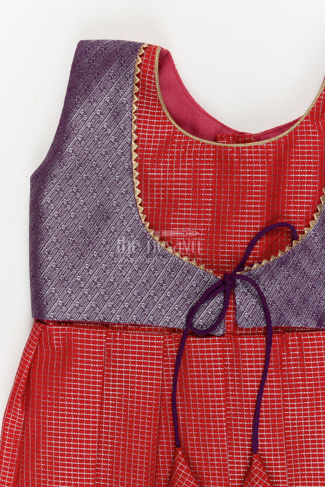 The Nesavu Girls Kanchi Silk Frock Traditional Silk Frock for Toddler Girls with Arani Saree Style Detailing Nesavu Nesavu toddler girl traditional silk frock inspired by Arani sarees for festive celebrations