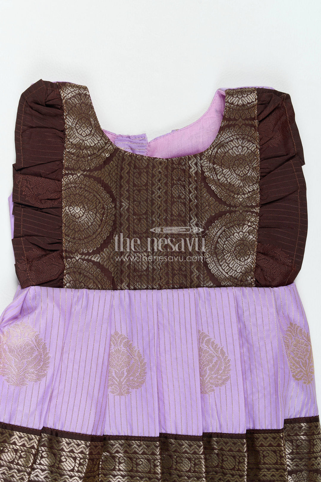 The Nesavu Girls Kanchi Silk Frock Traditional Silk Frock in Purple for Festive Gatherings Nesavu Nesavu Traditional Silk Frock In Purple For Festive Gatherings