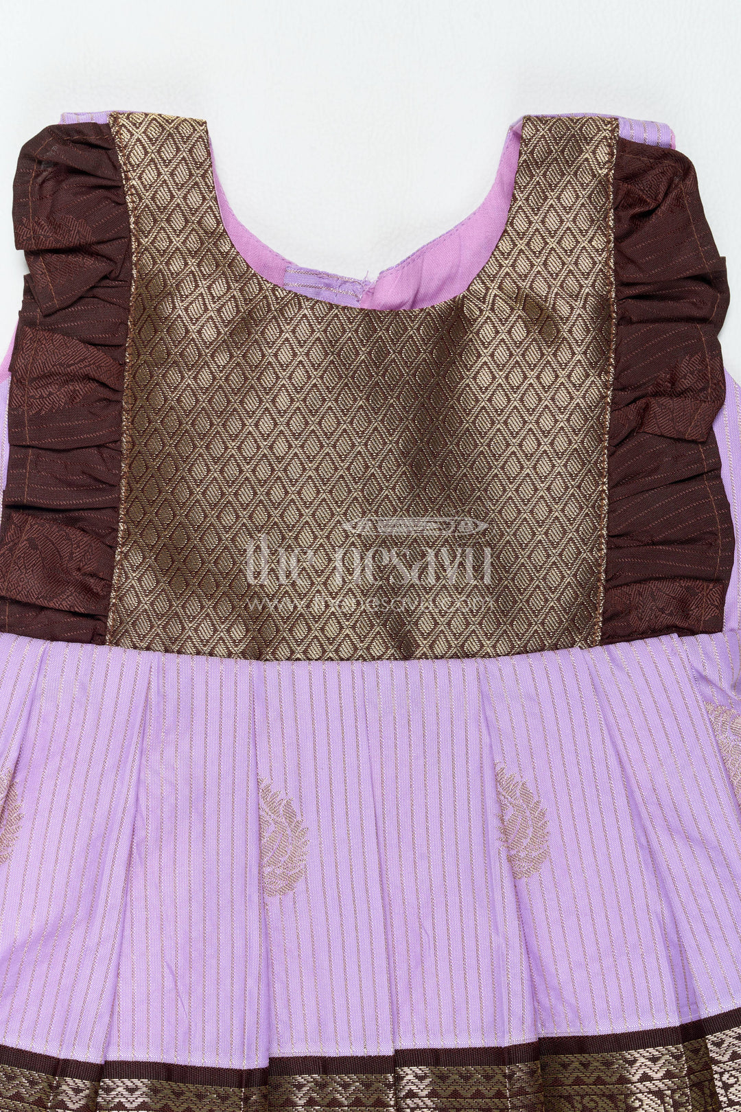The Nesavu Girls Kanchi Silk Frock Traditional Silk Frock in Purple for Festive Gatherings Nesavu Nesavu Traditional Silk Frock In Purple For Festive Gatherings