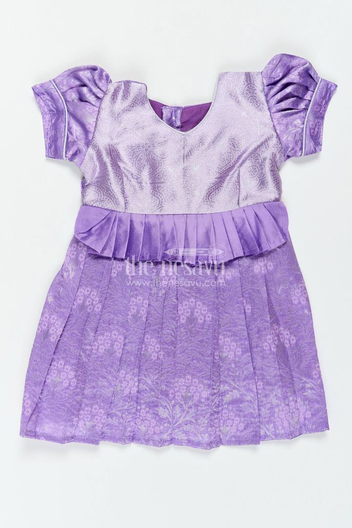The Nesavu Girls Kanchi Silk Frock Traditional Silk Frock in Purple for Milestone Days Nesavu 12 (3M) / Purple / Style 6 KSF082AF-12 Nesavu Traditional Silk Frock In Purple For Parties And Memorable KSF082AF-12