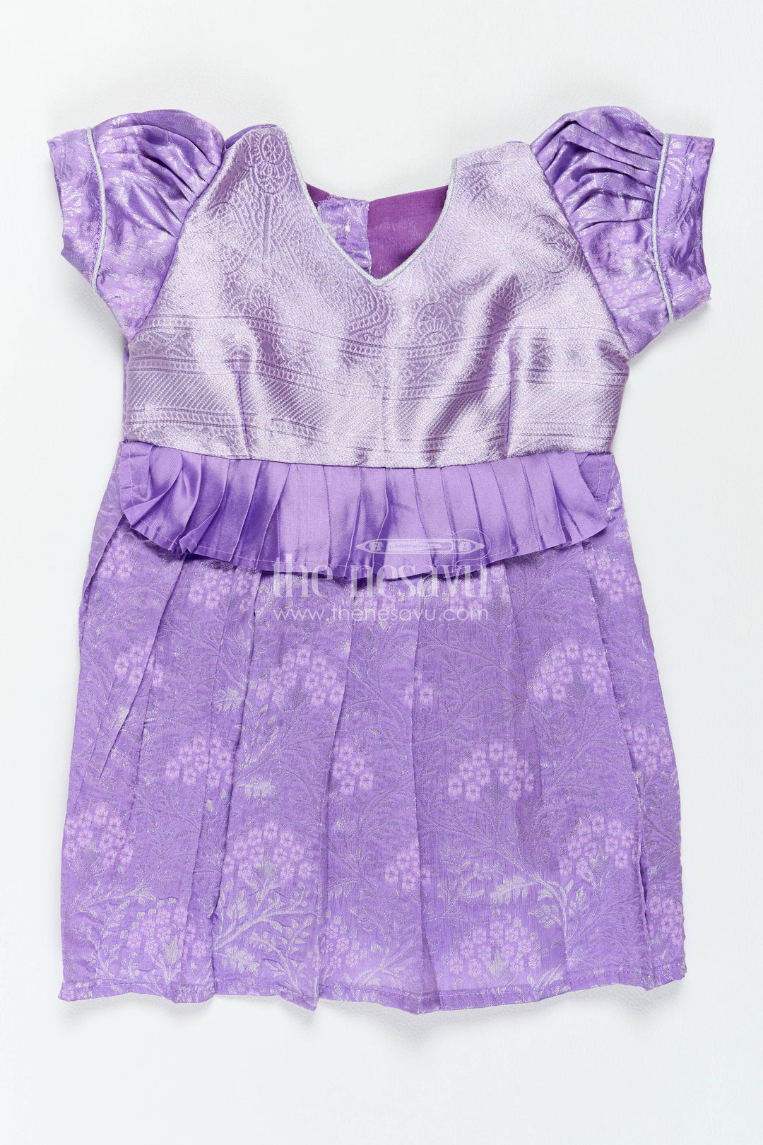 The Nesavu Girls Kanchi Silk Frock Traditional Silk Frock in Purple for Milestone Days Nesavu 12 (3M) / Purple / Style 7 KSF082AG-12 Nesavu Traditional Silk Frock In Purple For Parties And Memorable KSF082AG-12