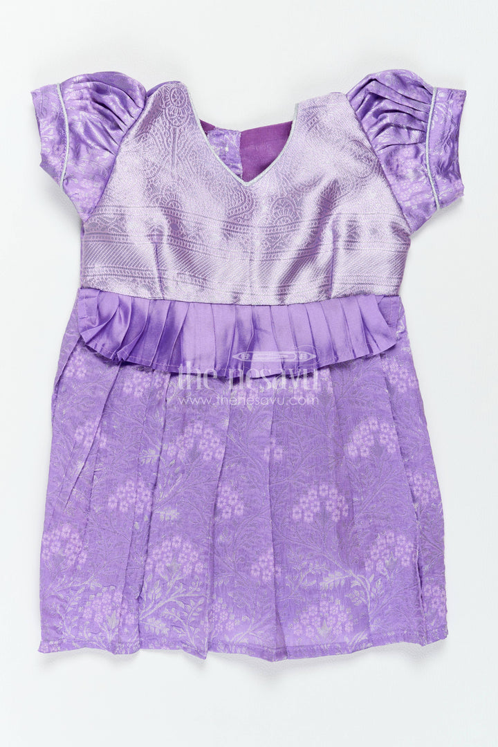 The Nesavu Girls Kanchi Silk Frock Traditional Silk Frock in Purple for Milestone Days Nesavu 12 (3M) / Purple / Style 7 KSF082AG-12 Nesavu Traditional Silk Frock In Purple For Parties And Memorable KSF082AG-12