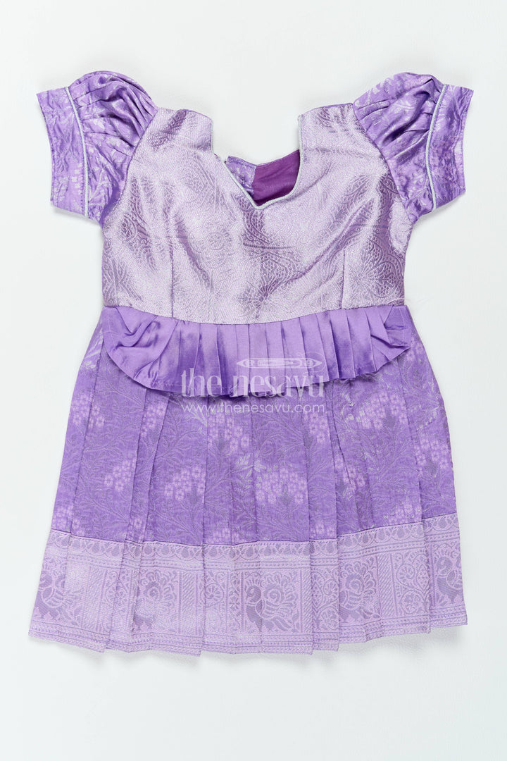 The Nesavu Girls Kanchi Silk Frock Traditional Silk Frock in Purple for Milestone Days Nesavu 14 (6M) / Purple / Style 3 KSF082AC-14 Nesavu Traditional Silk Frock In Purple For Parties And Memorable KSF082AC-14