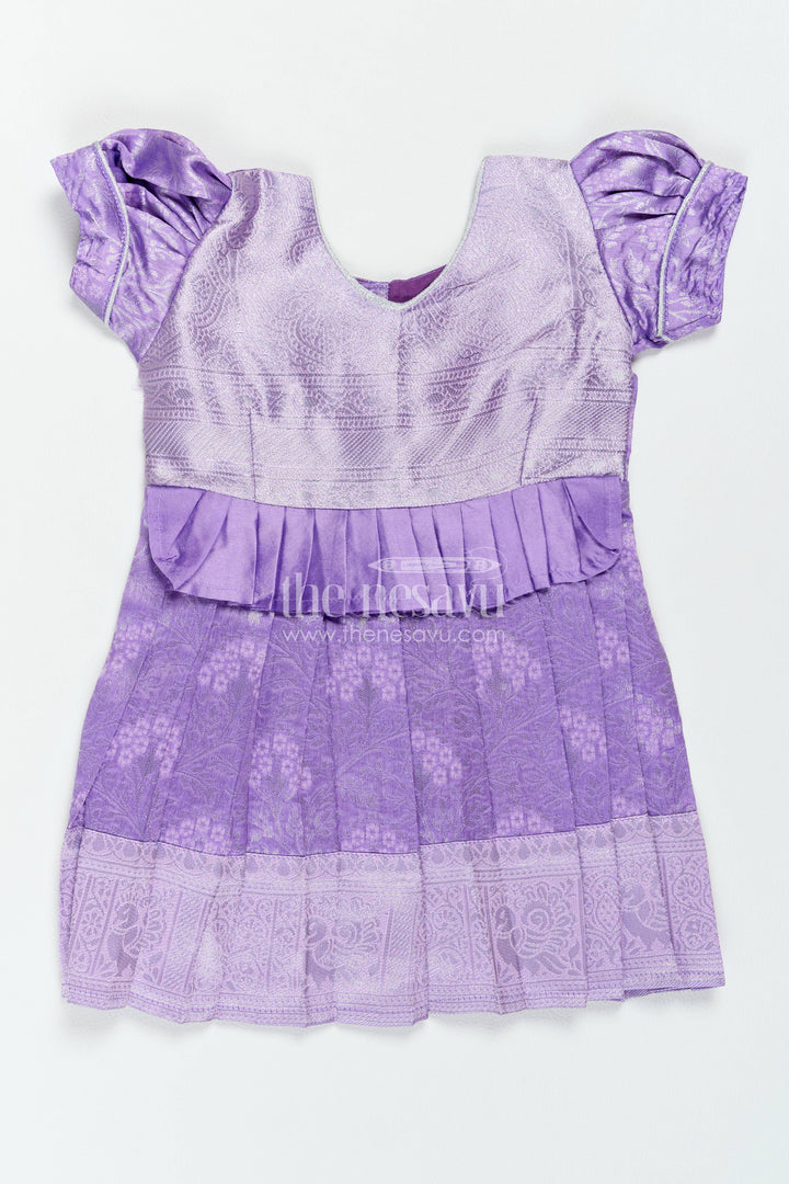 The Nesavu Girls Kanchi Silk Frock Traditional Silk Frock in Purple for Milestone Days Nesavu 14 (6M) / Purple / Style 5 KSF082AE-14 Nesavu Traditional Silk Frock In Purple For Parties And Memorable KSF082AE-14