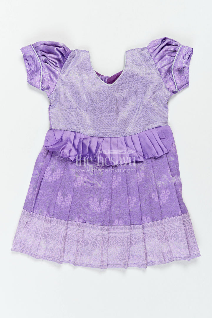 The Nesavu Girls Kanchi Silk Frock Traditional Silk Frock in Purple for Milestone Days Nesavu 14 (6M) / Purple / Style 8 KSF082AH-14 Nesavu Traditional Silk Frock In Purple For Parties And Memorable KSF082AH-14