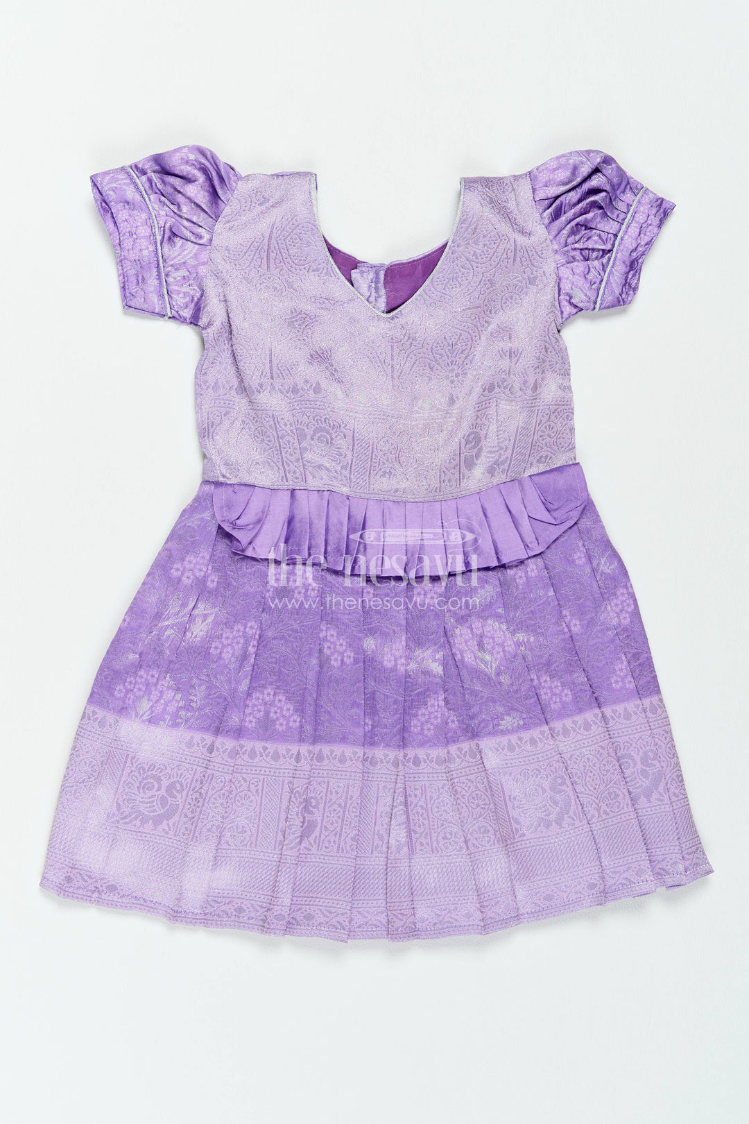The Nesavu Girls Kanchi Silk Frock Traditional Silk Frock in Purple for Milestone Days Nesavu 18 (2Y) / Purple / Style 4 KSF082AD-18 Nesavu Traditional Silk Frock In Purple For Parties And Memorable KSF082AD-18