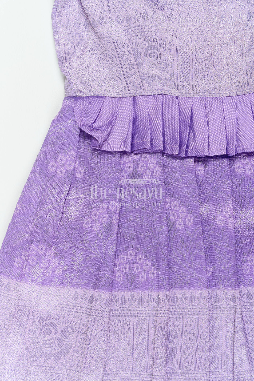 The Nesavu Girls Kanchi Silk Frock Traditional Silk Frock in Purple for Milestone Days Nesavu Nesavu Traditional Silk Frock In Purple For Parties And Memorable
