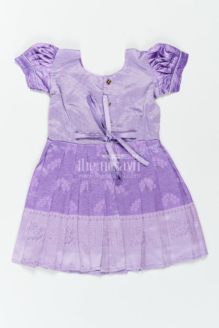 The Nesavu Girls Kanchi Silk Frock Traditional Silk Frock in Purple for Milestone Days Nesavu Nesavu Traditional Silk Frock In Purple For Parties And Memorable