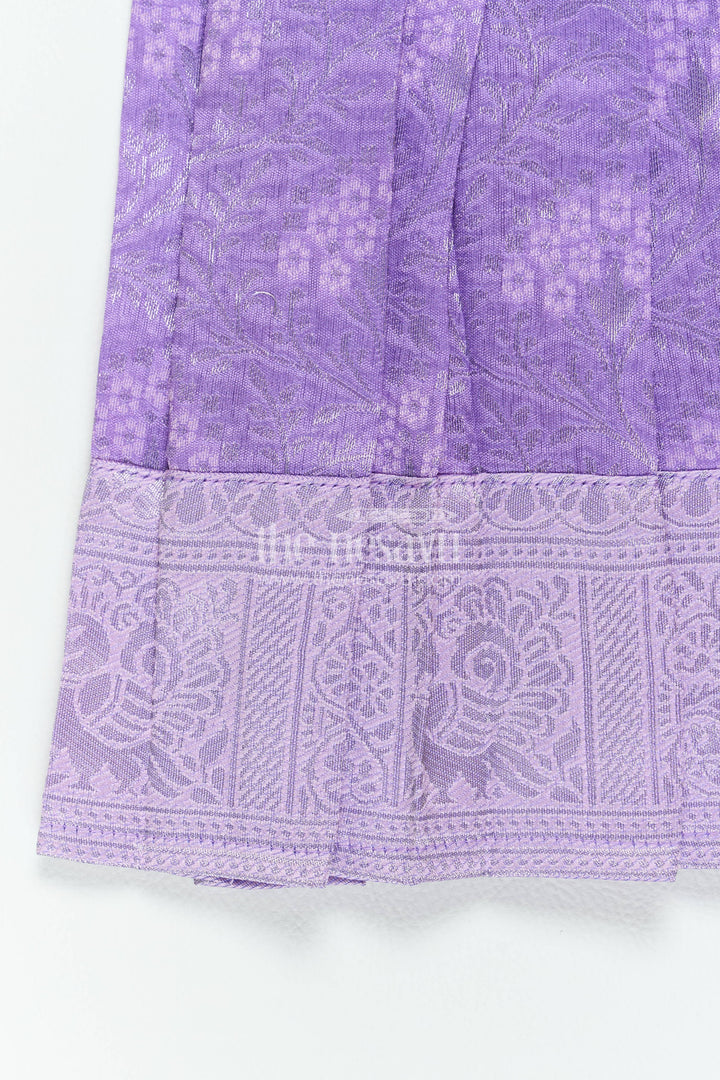The Nesavu Girls Kanchi Silk Frock Traditional Silk Frock in Purple for Milestone Days Nesavu Nesavu Traditional Silk Frock In Purple For Parties And Memorable