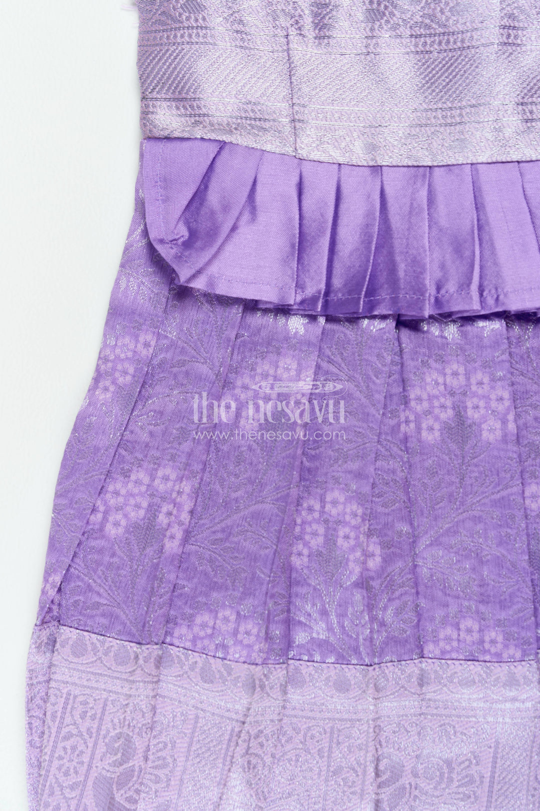 The Nesavu Girls Kanchi Silk Frock Traditional Silk Frock in Purple for Milestone Days Nesavu Nesavu Traditional Silk Frock In Purple For Parties And Memorable