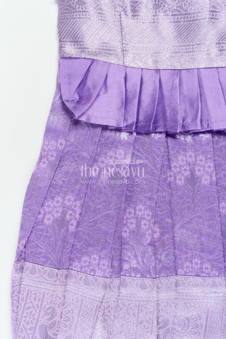 The Nesavu Girls Kanchi Silk Frock Traditional Silk Frock in Purple for Milestone Days Nesavu Nesavu Traditional Silk Frock In Purple For Parties And Memorable