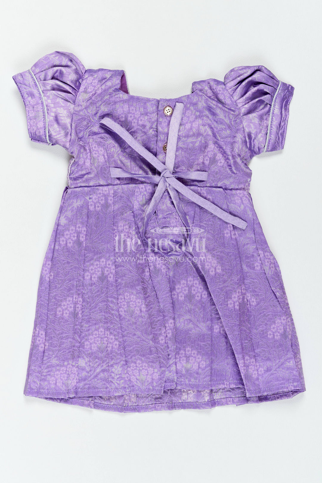 The Nesavu Girls Kanchi Silk Frock Traditional Silk Frock in Purple for Milestone Days Nesavu Nesavu Traditional Silk Frock In Purple For Parties And Memorable