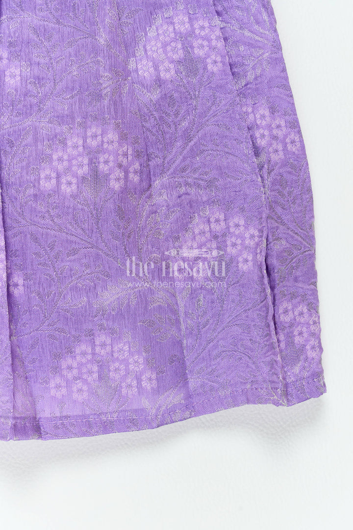 The Nesavu Girls Kanchi Silk Frock Traditional Silk Frock in Purple for Milestone Days Nesavu Nesavu Traditional Silk Frock In Purple For Parties And Memorable