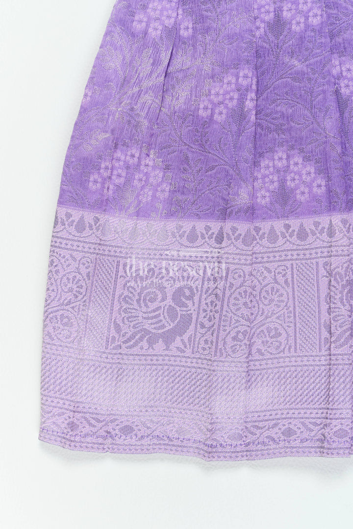 The Nesavu Girls Kanchi Silk Frock Traditional Silk Frock in Purple for Milestone Days Nesavu Nesavu Traditional Silk Frock In Purple For Parties And Memorable