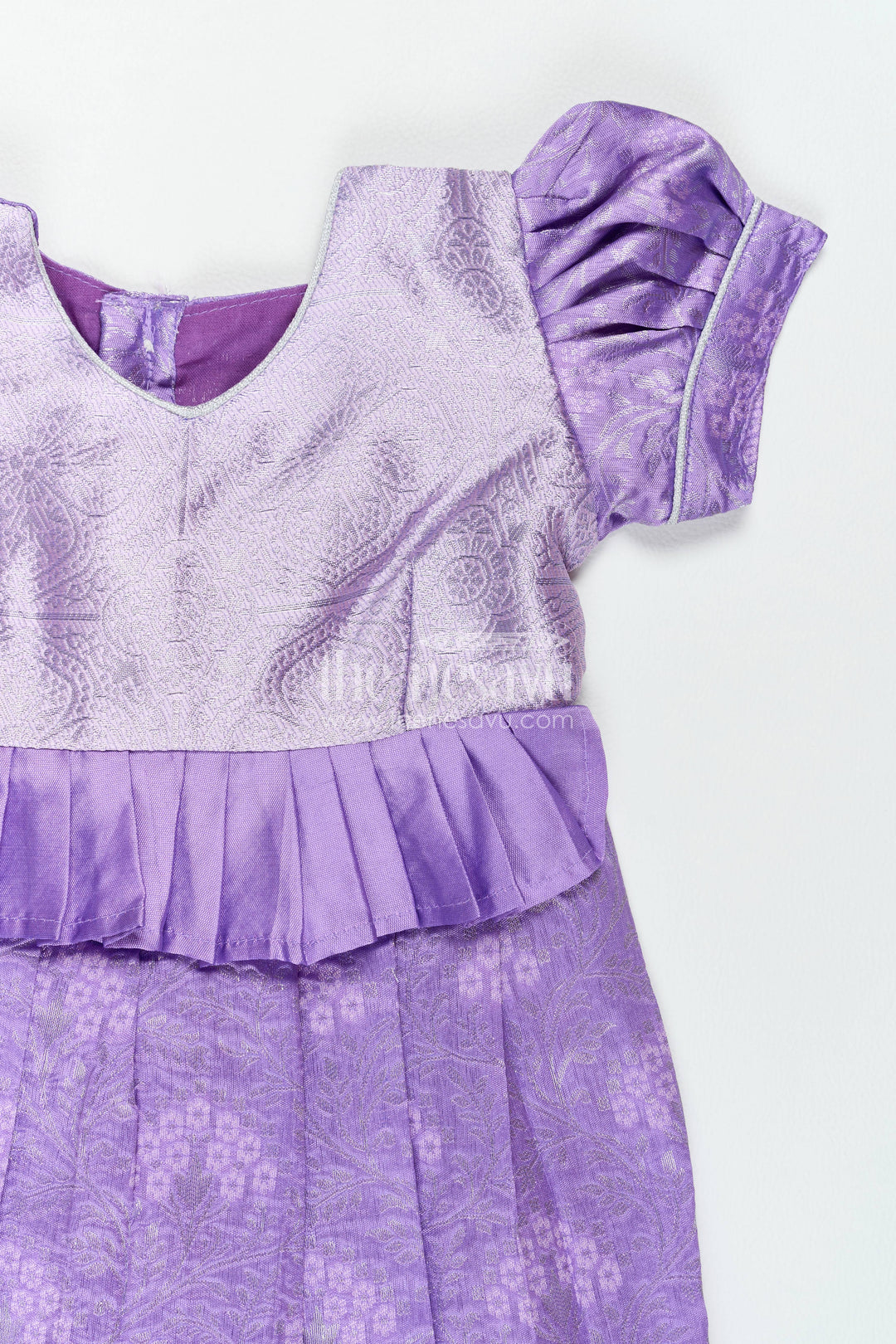 The Nesavu Girls Kanchi Silk Frock Traditional Silk Frock in Purple for Milestone Days Nesavu Nesavu Traditional Silk Frock In Purple For Parties And Memorable