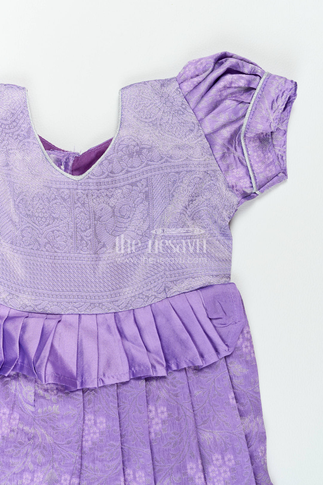 The Nesavu Girls Kanchi Silk Frock Traditional Silk Frock in Purple for Milestone Days Nesavu Nesavu Traditional Silk Frock In Purple For Parties And Memorable