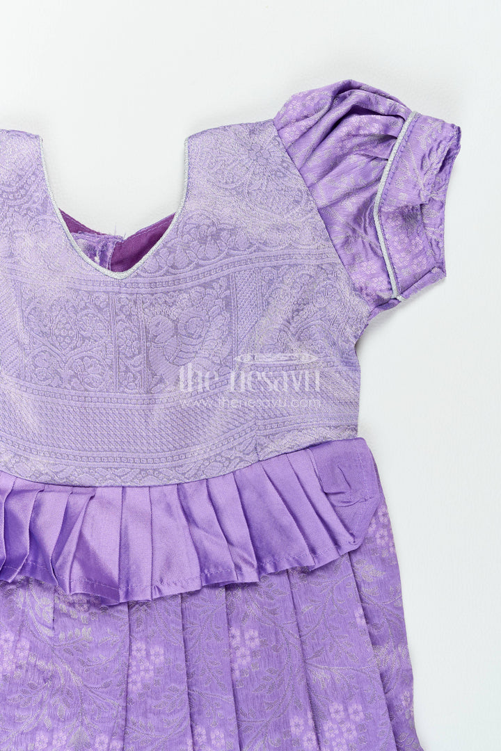 The Nesavu Girls Kanchi Silk Frock Traditional Silk Frock in Purple for Milestone Days Nesavu Nesavu Traditional Silk Frock In Purple For Parties And Memorable