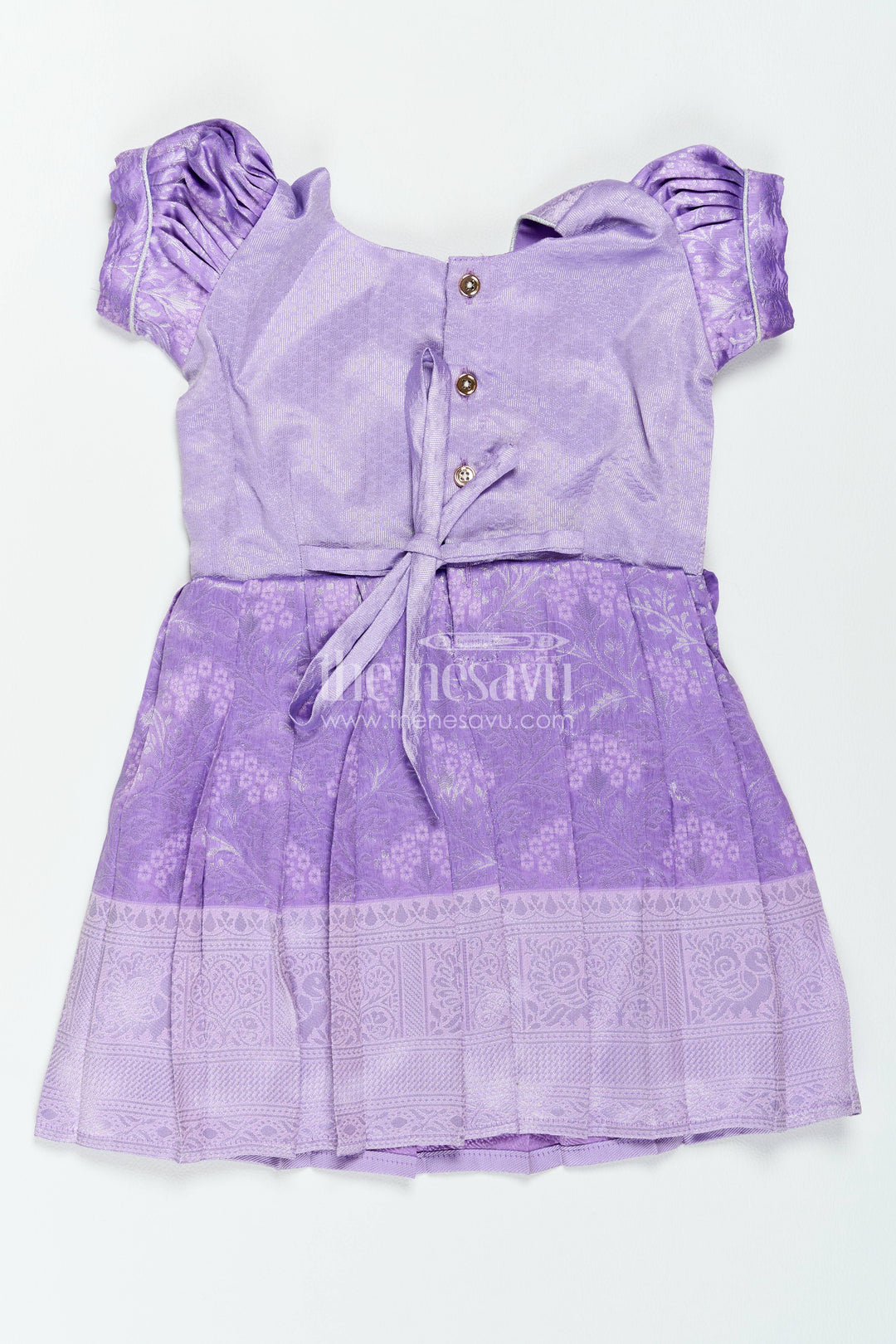 The Nesavu Girls Kanchi Silk Frock Traditional Silk Frock in Purple for Milestone Days Nesavu Nesavu Traditional Silk Frock In Purple For Parties And Memorable