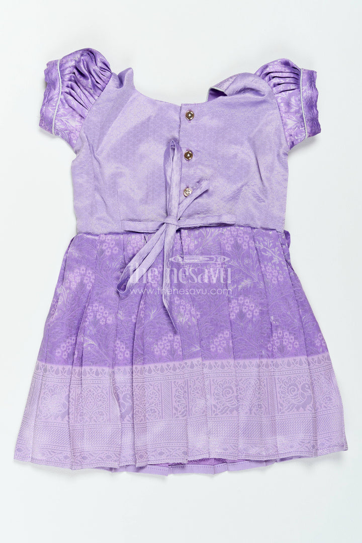 The Nesavu Girls Kanchi Silk Frock Traditional Silk Frock in Purple for Milestone Days Nesavu Nesavu Traditional Silk Frock In Purple For Parties And Memorable