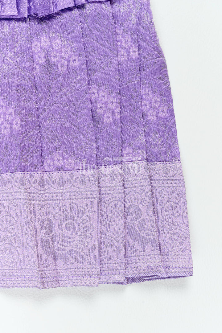 The Nesavu Girls Kanchi Silk Frock Traditional Silk Frock in Purple for Milestone Days Nesavu Nesavu Traditional Silk Frock In Purple For Parties And Memorable