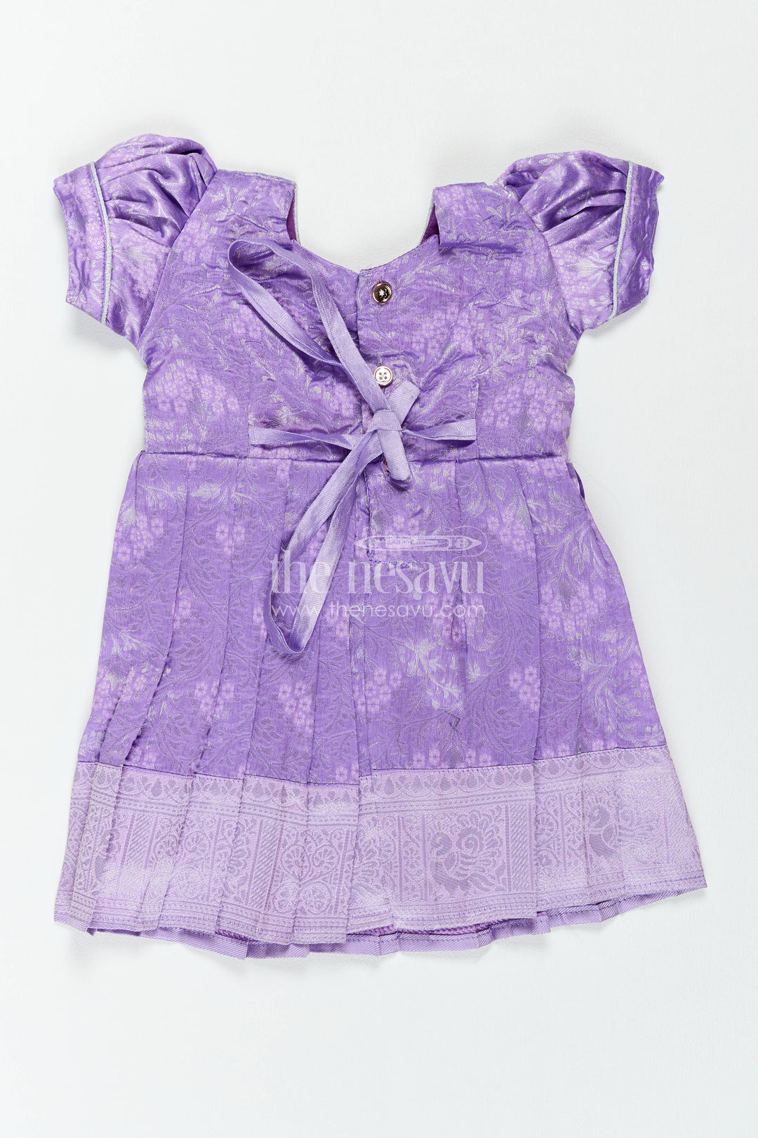 The Nesavu Girls Kanchi Silk Frock Traditional Silk Frock in Purple for Milestone Days Nesavu Nesavu Traditional Silk Frock In Purple For Parties And Memorable