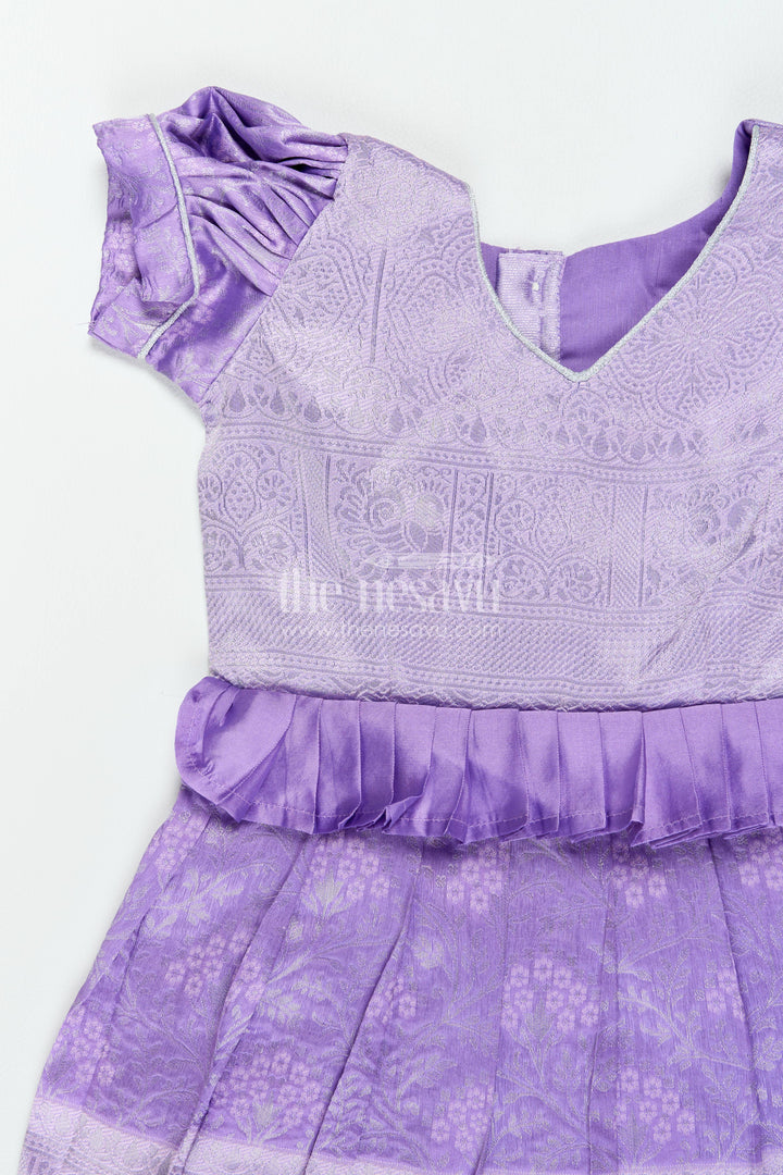 The Nesavu Girls Kanchi Silk Frock Traditional Silk Frock in Purple for Milestone Days Nesavu Nesavu Traditional Silk Frock In Purple For Parties And Memorable
