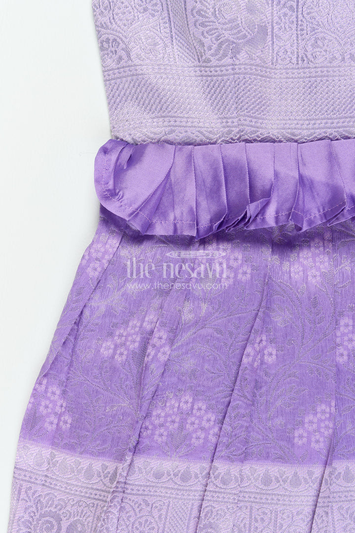 The Nesavu Girls Kanchi Silk Frock Traditional Silk Frock in Purple for Milestone Days Nesavu Nesavu Traditional Silk Frock In Purple For Parties And Memorable