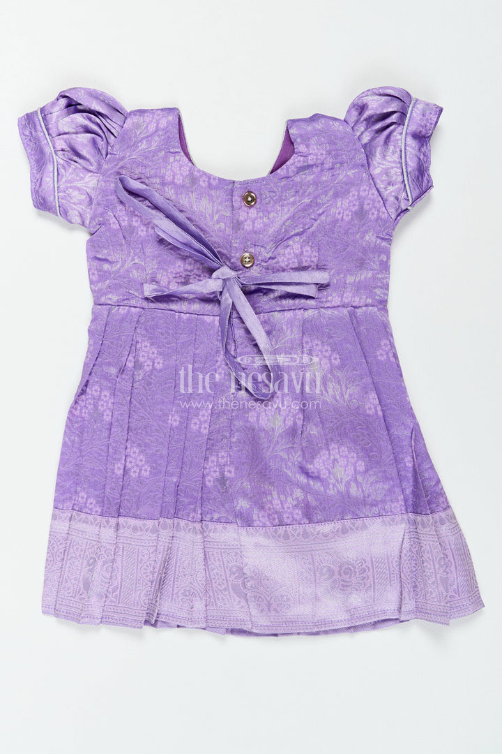 The Nesavu Girls Kanchi Silk Frock Traditional Silk Frock in Purple for Milestone Days Nesavu Nesavu Traditional Silk Frock In Purple For Parties And Memorable