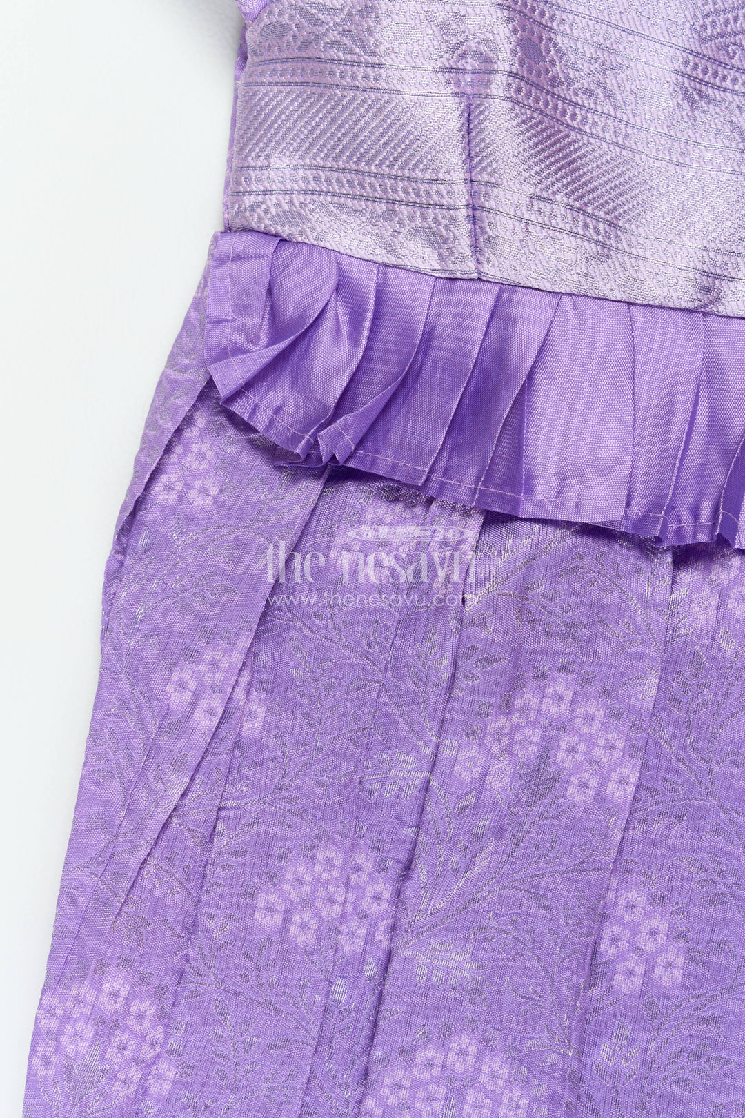 The Nesavu Girls Kanchi Silk Frock Traditional Silk Frock in Purple for Milestone Days Nesavu Nesavu Traditional Silk Frock In Purple For Parties And Memorable