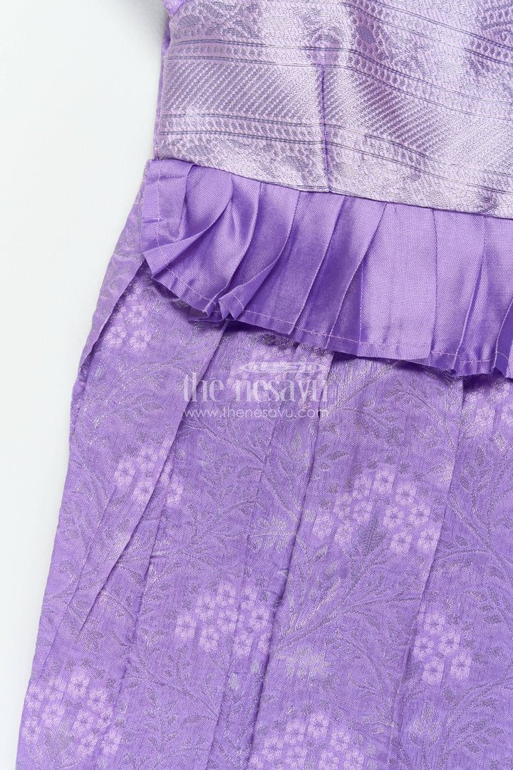 The Nesavu Girls Kanchi Silk Frock Traditional Silk Frock in Purple for Milestone Days Nesavu Nesavu Traditional Silk Frock In Purple For Parties And Memorable