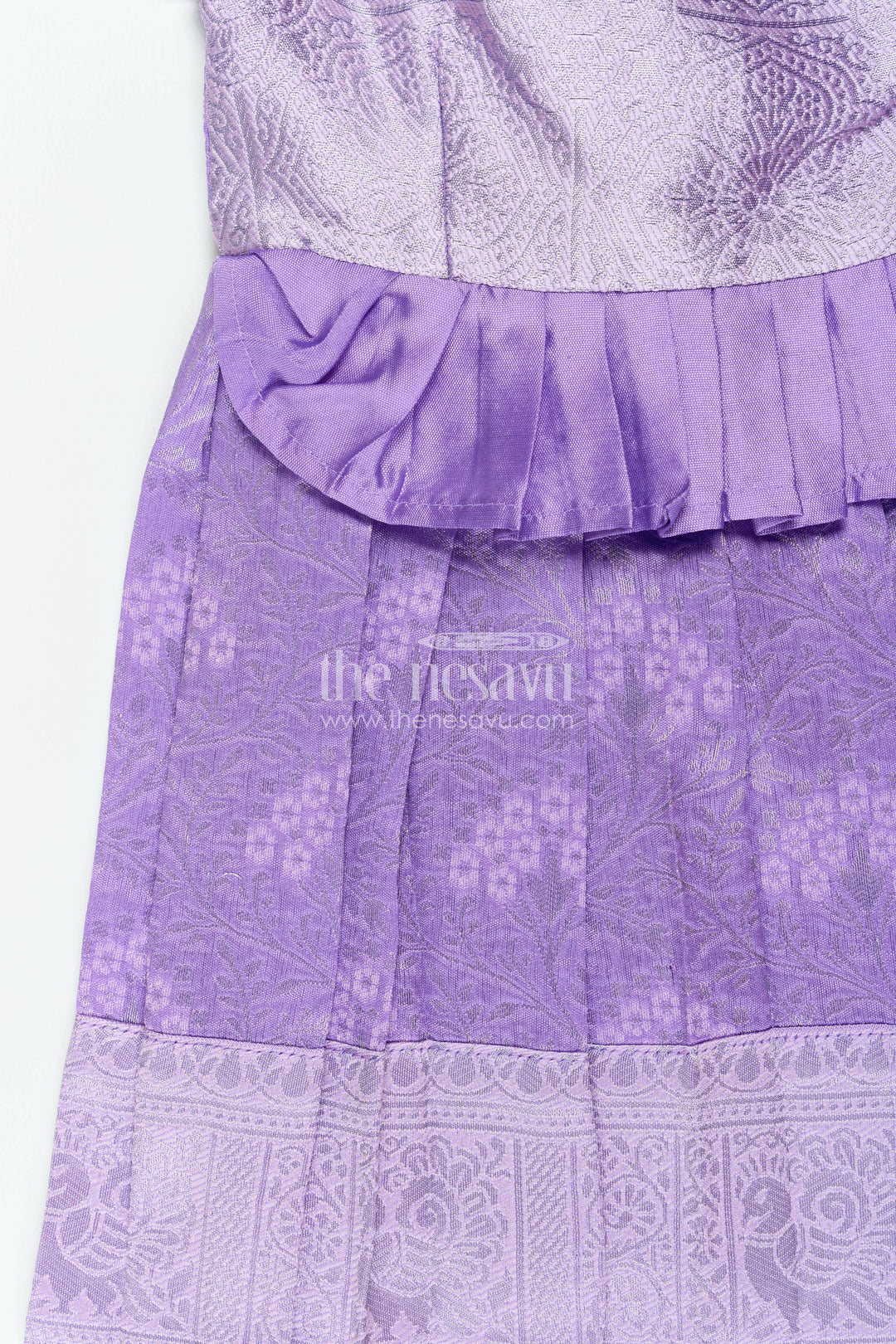 The Nesavu Girls Kanchi Silk Frock Traditional Silk Frock in Purple for Milestone Days Nesavu Nesavu Traditional Silk Frock In Purple For Parties And Memorable