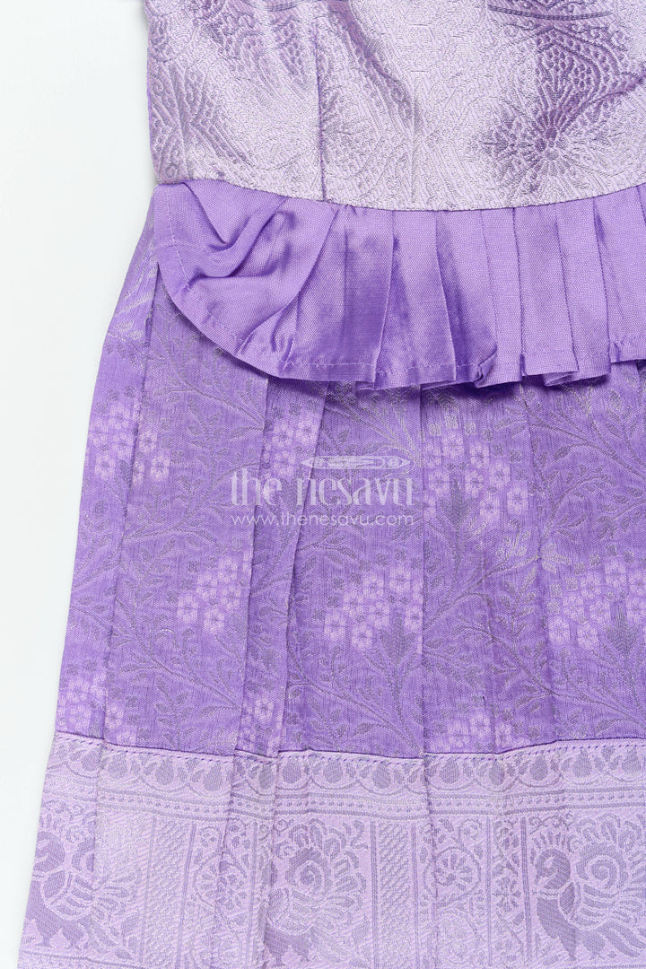 The Nesavu Girls Kanchi Silk Frock Traditional Silk Frock in Purple for Milestone Days Nesavu Nesavu Traditional Silk Frock In Purple For Parties And Memorable
