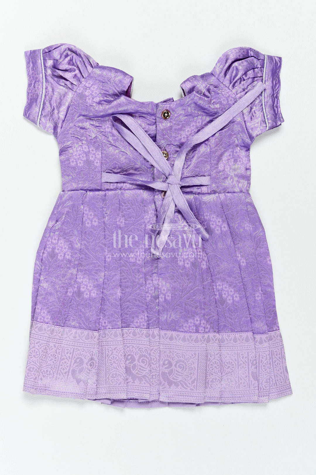 The Nesavu Girls Kanchi Silk Frock Traditional Silk Frock in Purple for Milestone Days Nesavu Nesavu Traditional Silk Frock In Purple For Parties And Memorable